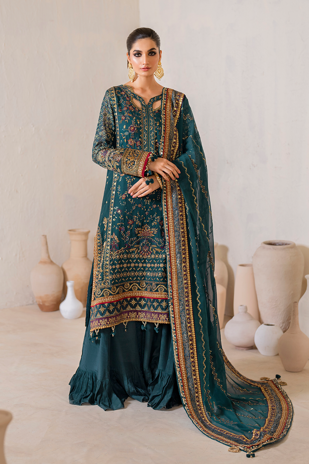 Iznik | Chinnon Chiffon | CC-46 Embroidered Chiffon - House Of Hania