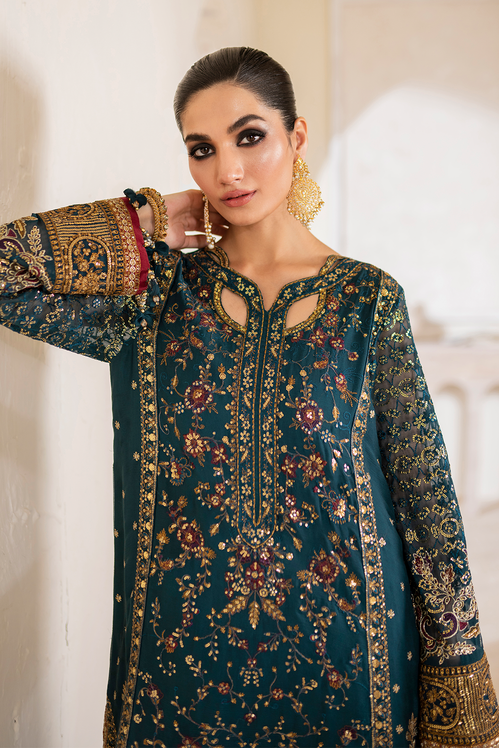 Iznik | Chinnon Chiffon | CC-46 Embroidered Chiffon - House Of Hania
