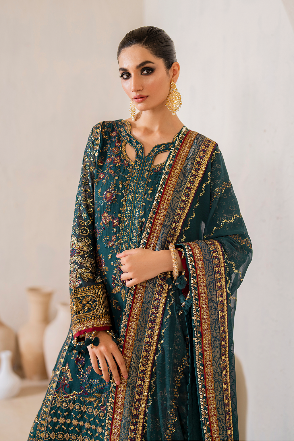 Iznik | Chinnon Chiffon | CC-46 Embroidered Chiffon - House Of Hania