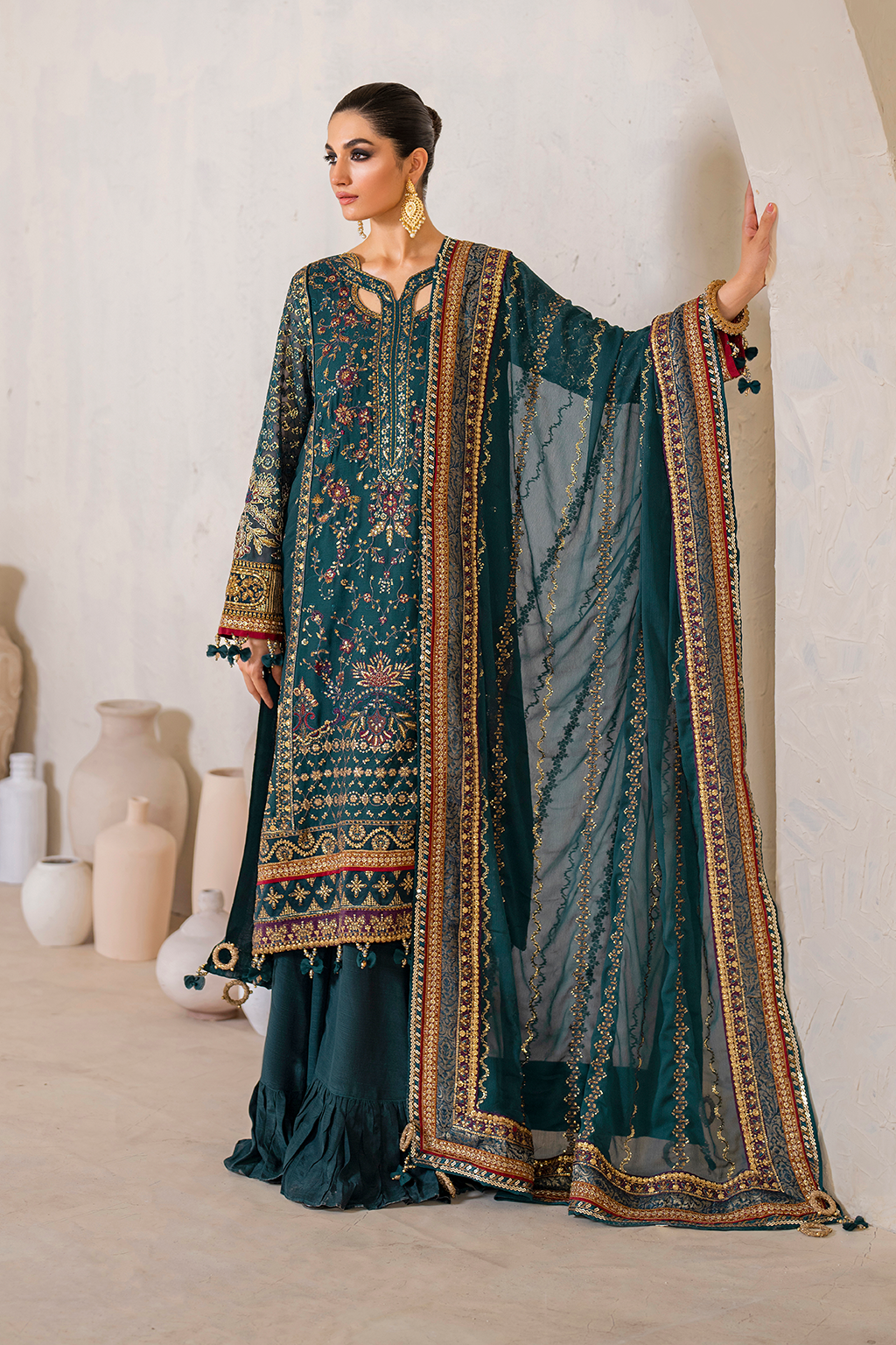 Iznik | Chinnon Chiffon | CC-46 Embroidered Chiffon - House Of Hania