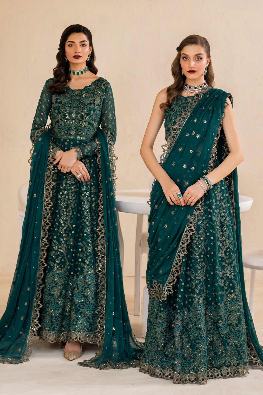 Iznik | Chinnon Chiffon | CC-47 Embroidered Chiffon - House Of Hania