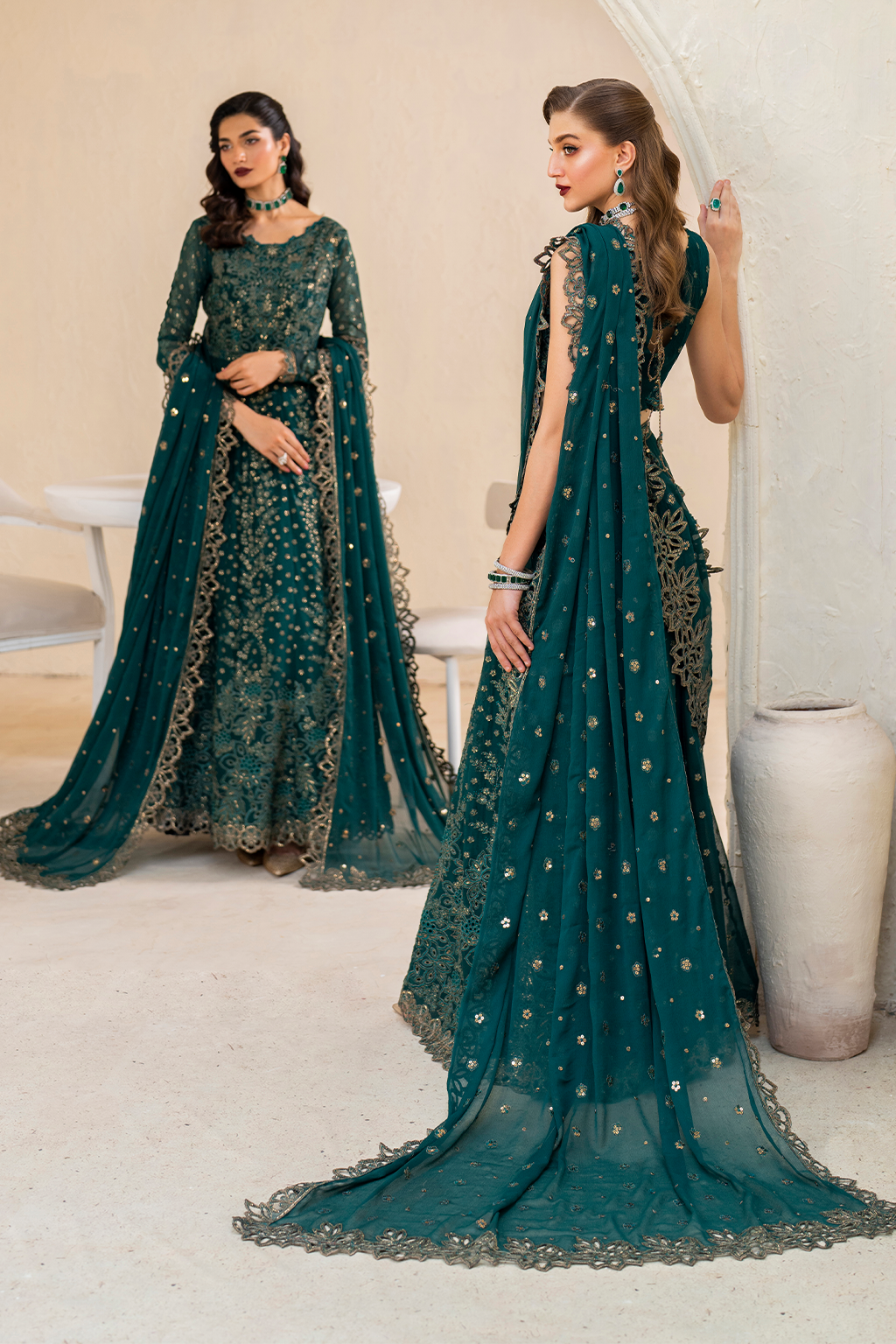 Iznik | Chinnon Chiffon | CC-47 Embroidered Chiffon - House Of Hania