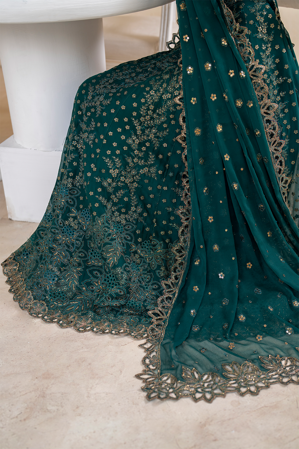 Iznik | Chinnon Chiffon | CC-47 Embroidered Chiffon - House Of Hania