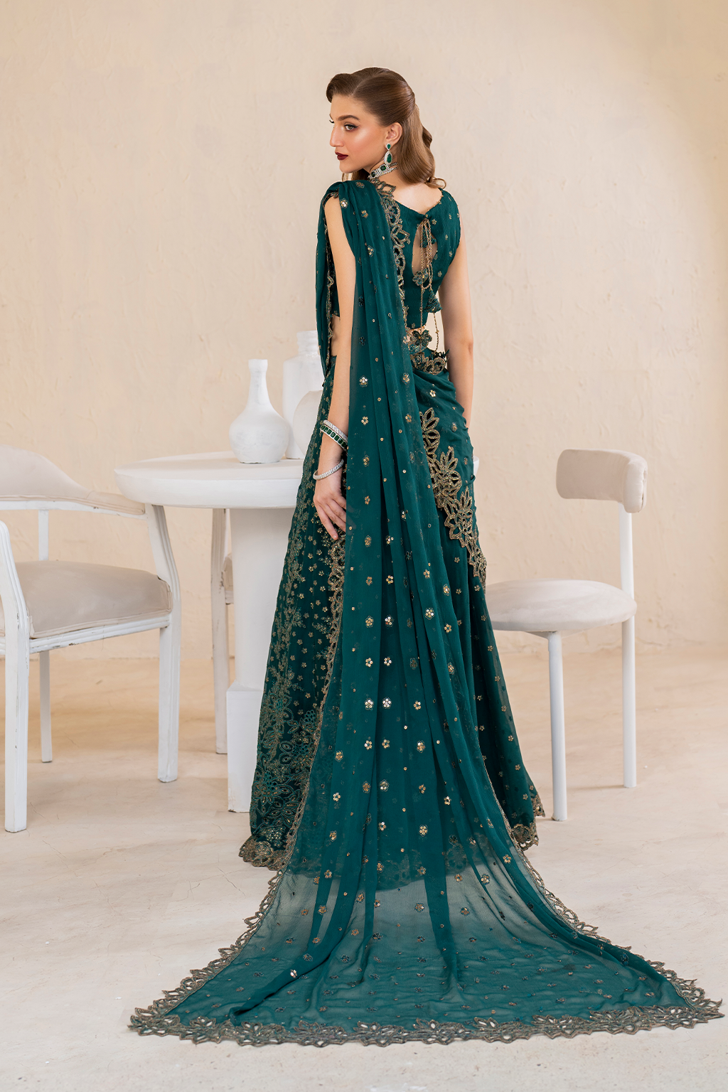 Iznik | Chinnon Chiffon | CC-47 Embroidered Chiffon - House Of Hania