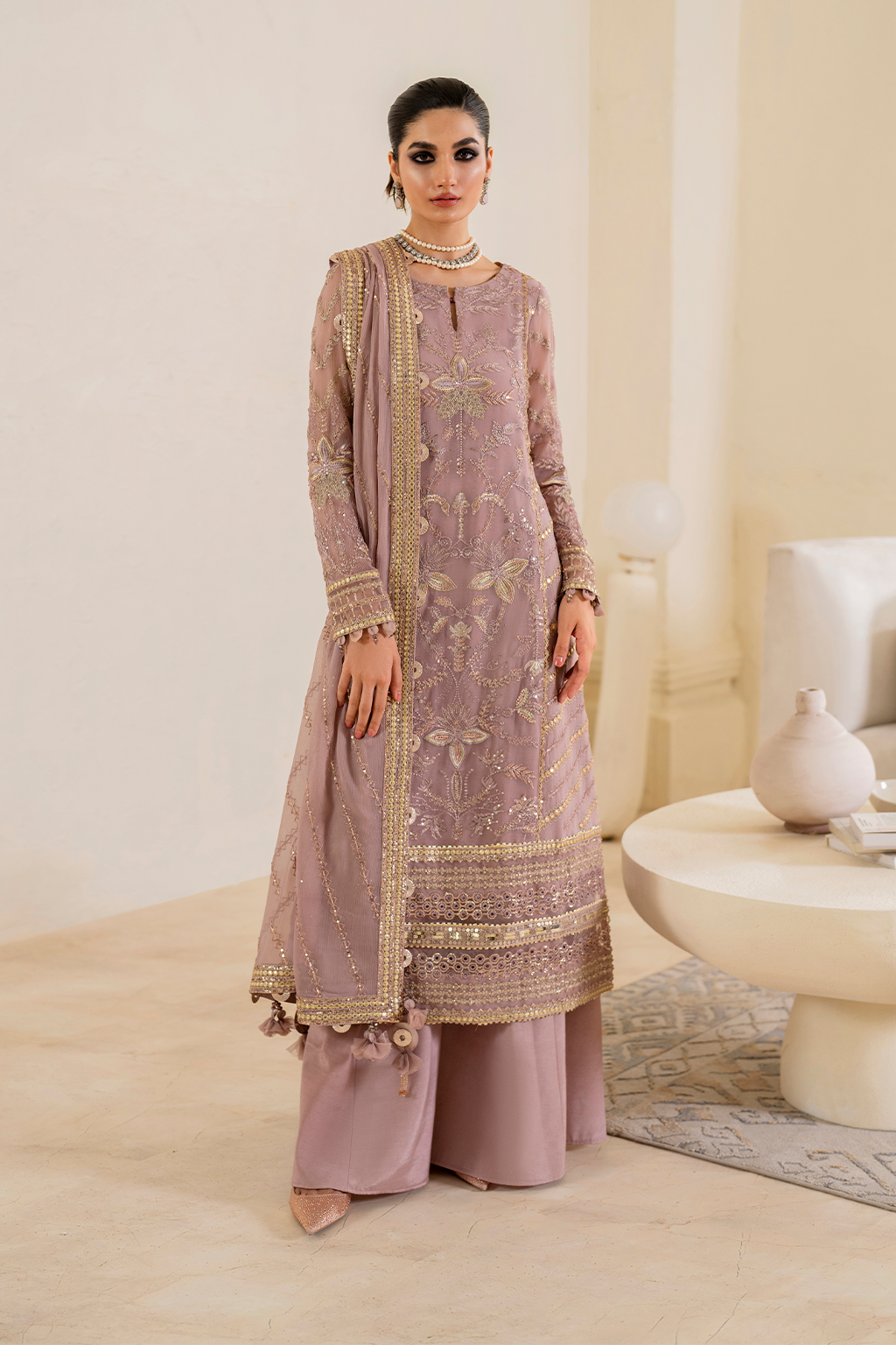 Iznik | Chinnon Chiffon | CC-48 Embroidered Chiffon - House Of Hania