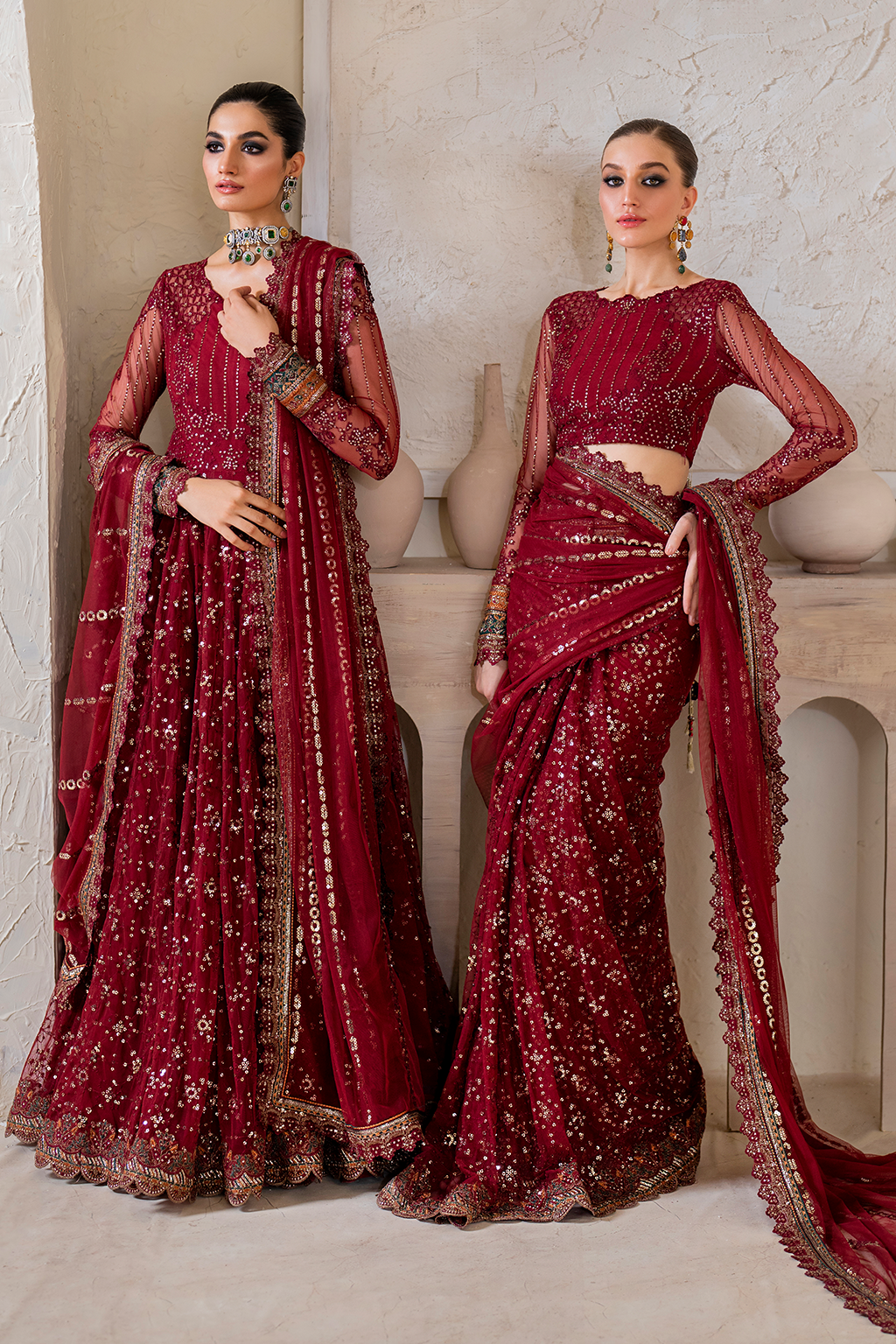 Iznik | Chinnon Chiffon | CC-49 Embroidered Net - House Of Hania