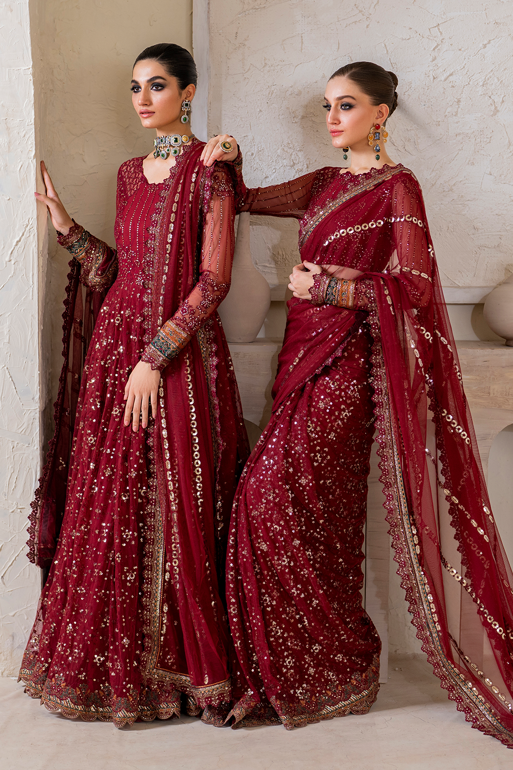 Iznik | Chinnon Chiffon | CC-49 Embroidered Net - House Of Hania