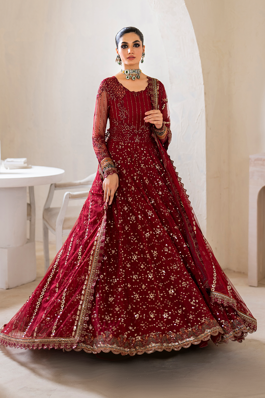 Iznik | Chinnon Chiffon | CC-49 Embroidered Net - House Of Hania