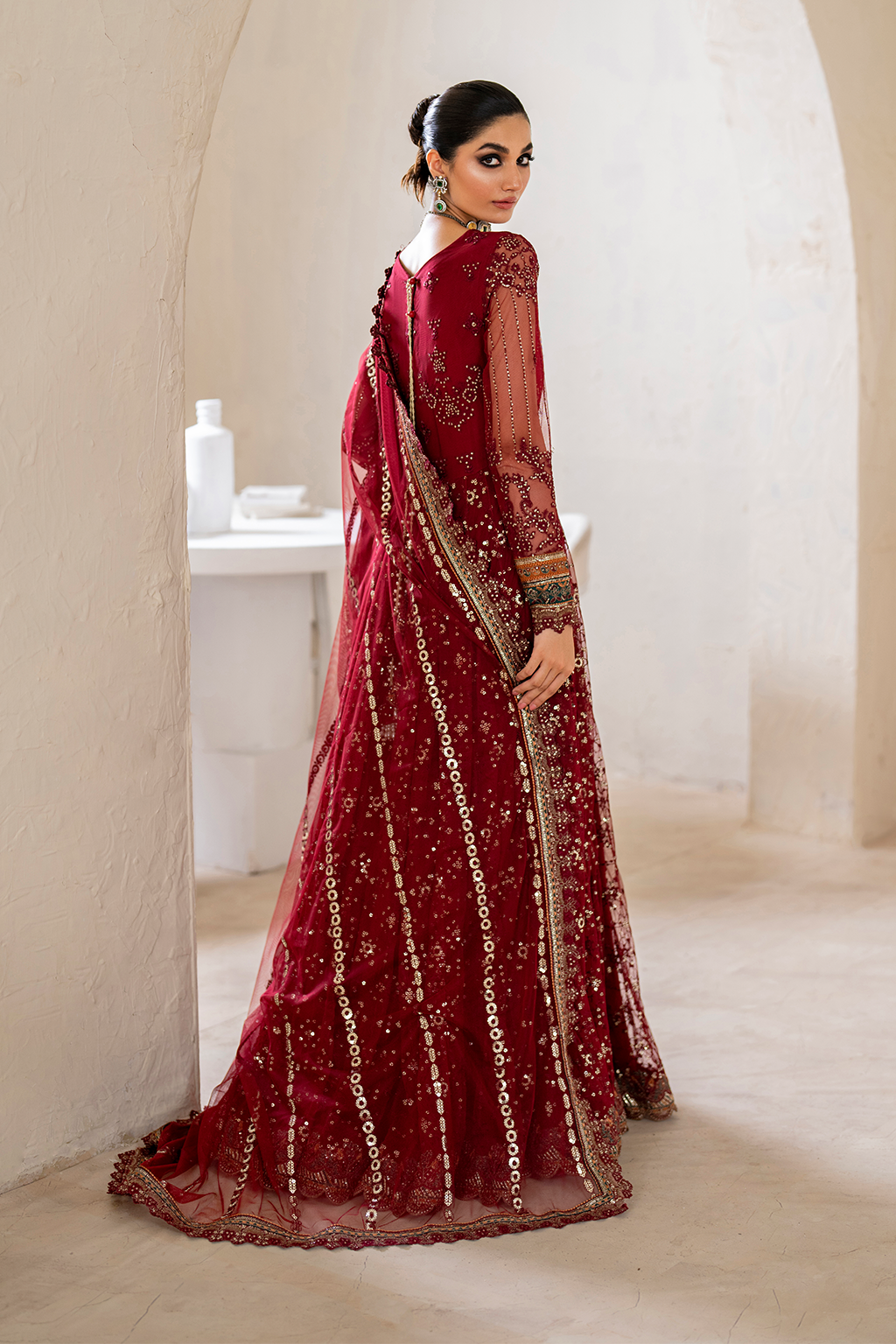 Iznik | Chinnon Chiffon | CC-49 Embroidered Net - House Of Hania
