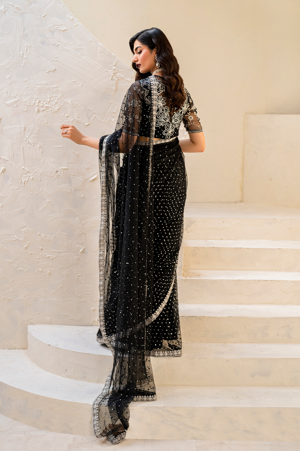 Iznik | Chinnon Chiffon | CC-50 Embroidered Net - House Of Hania