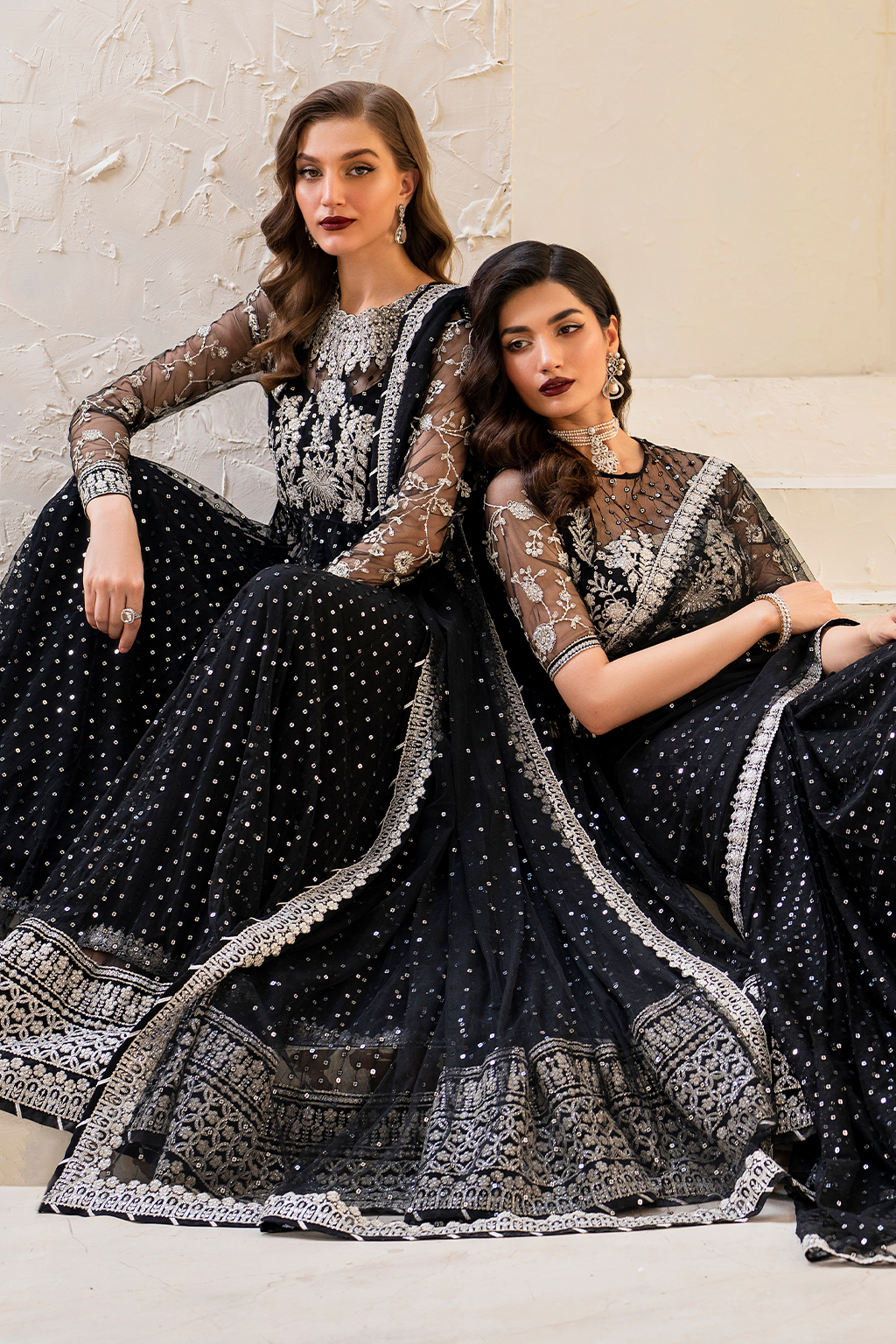Iznik | Chinnon Chiffon | CC-50 Embroidered Net - House Of Hania
