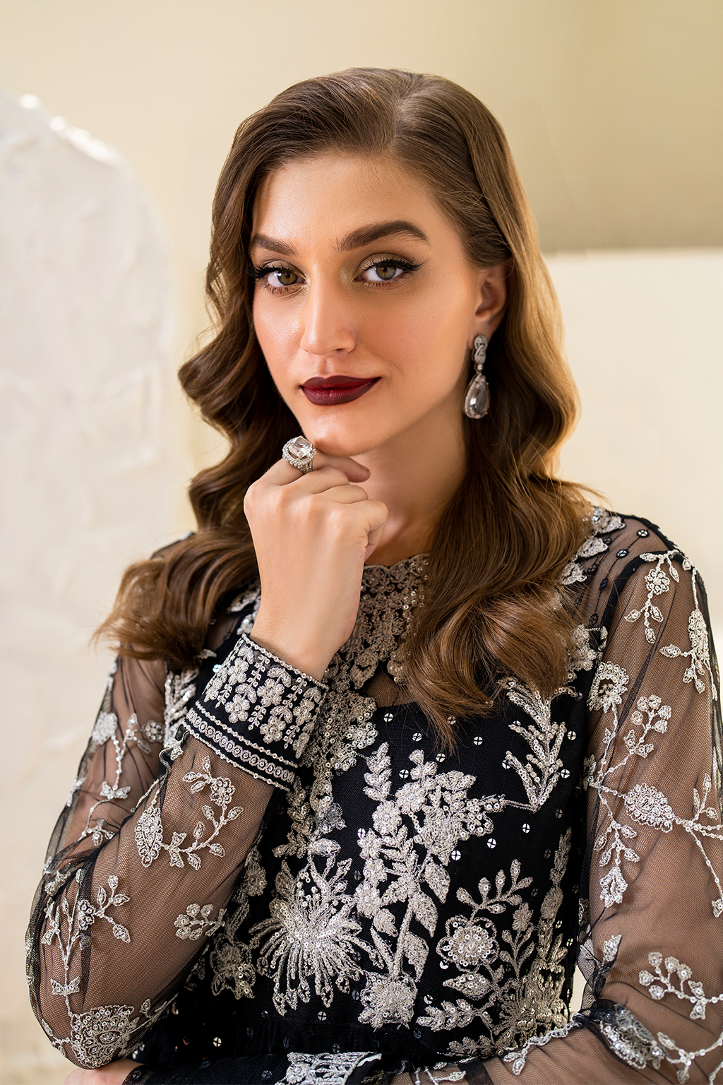 Iznik | Chinnon Chiffon | CC-50 Embroidered Net - House Of Hania