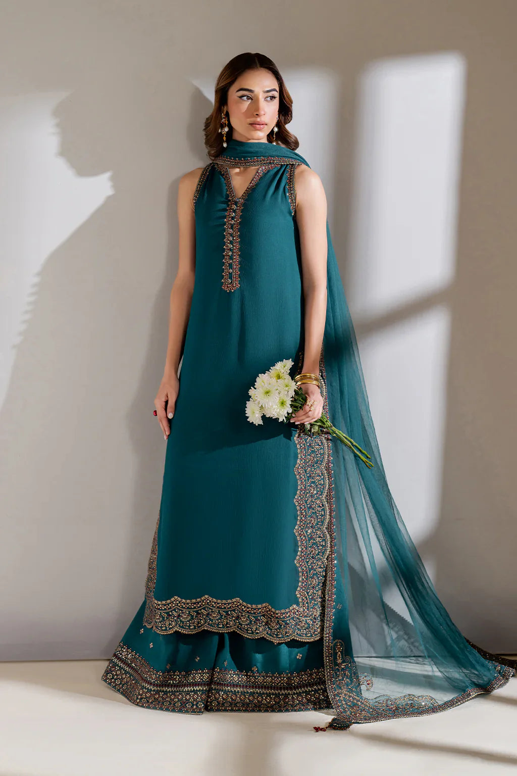 Iznik | Chinon Chiffon | CC-51 Embroidered Chiffon - House Of Hania