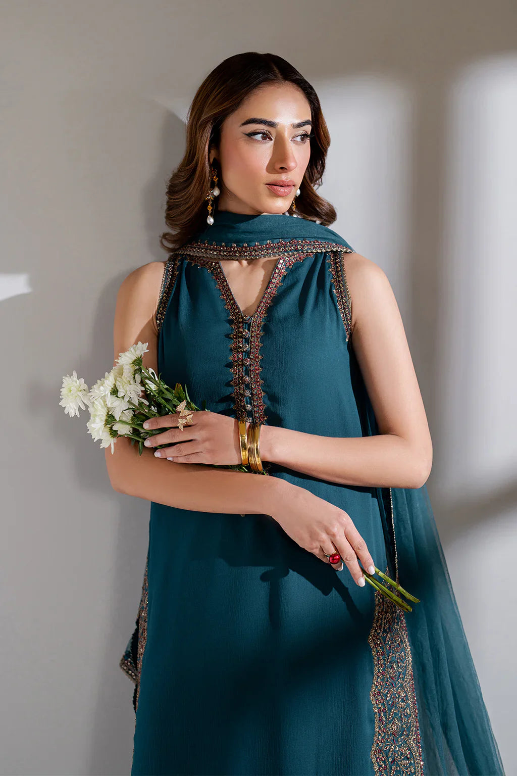 Iznik | Chinon Chiffon | CC-51 Embroidered Chiffon - House Of Hania
