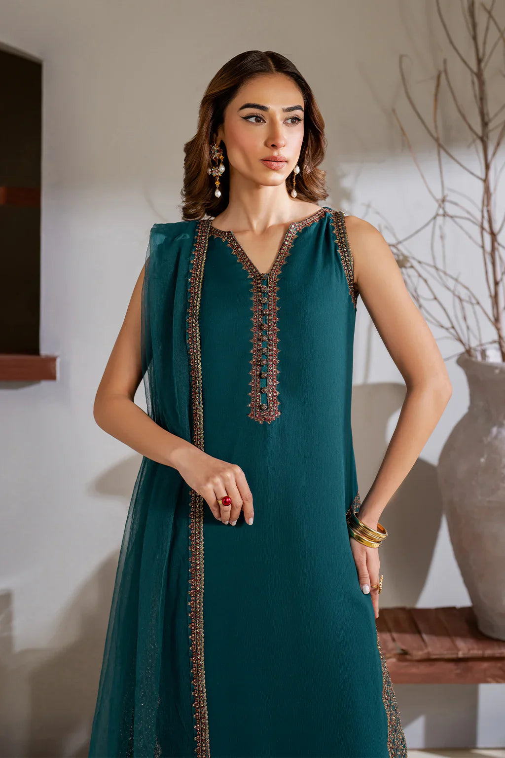 Iznik | Chinon Chiffon | CC-51 Embroidered Chiffon - House Of Hania