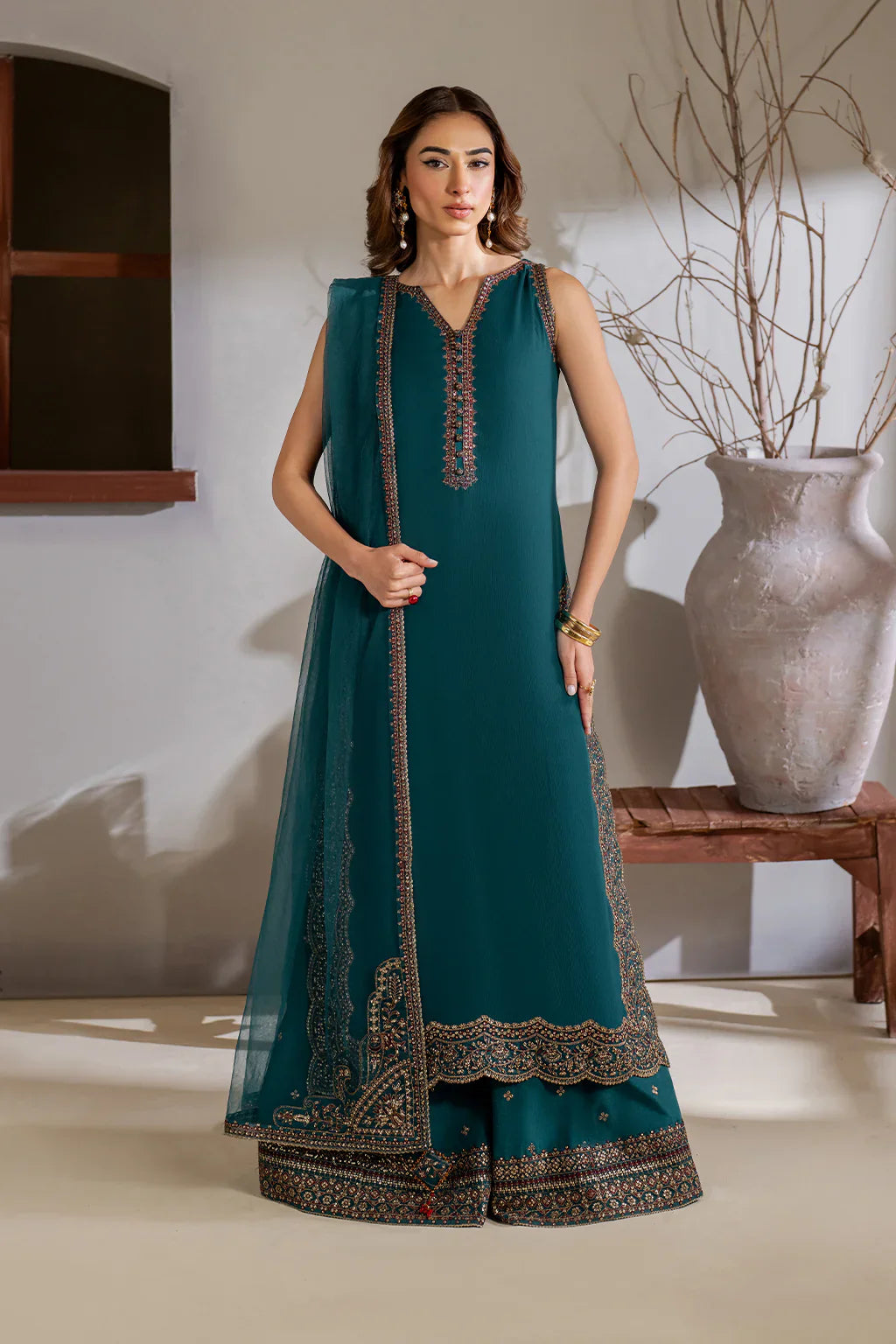 Iznik | Chinon Chiffon | CC-51 Embroidered Chiffon - House Of Hania