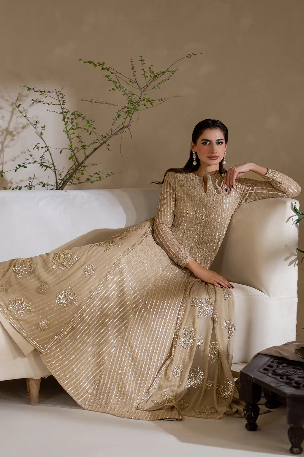 Iznik | Chinon Chiffon | CC-58 Embroidered Chiffon - House Of Hania
