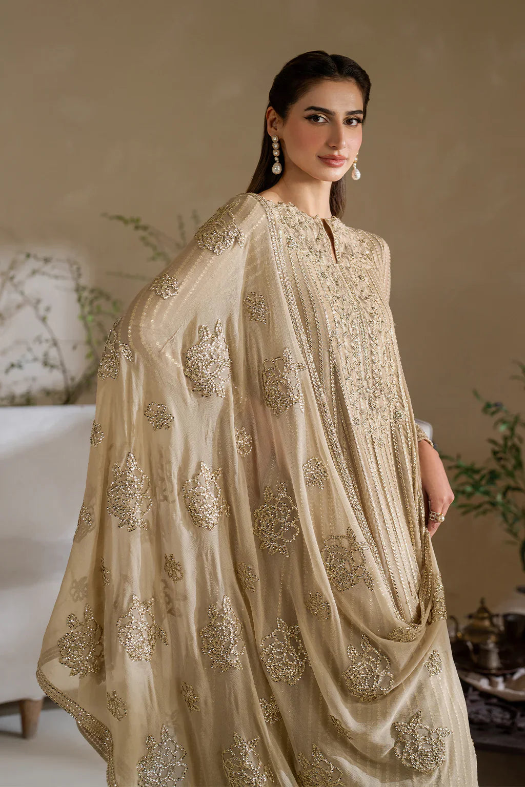 Iznik | Chinon Chiffon | CC-58 Embroidered Chiffon - House Of Hania