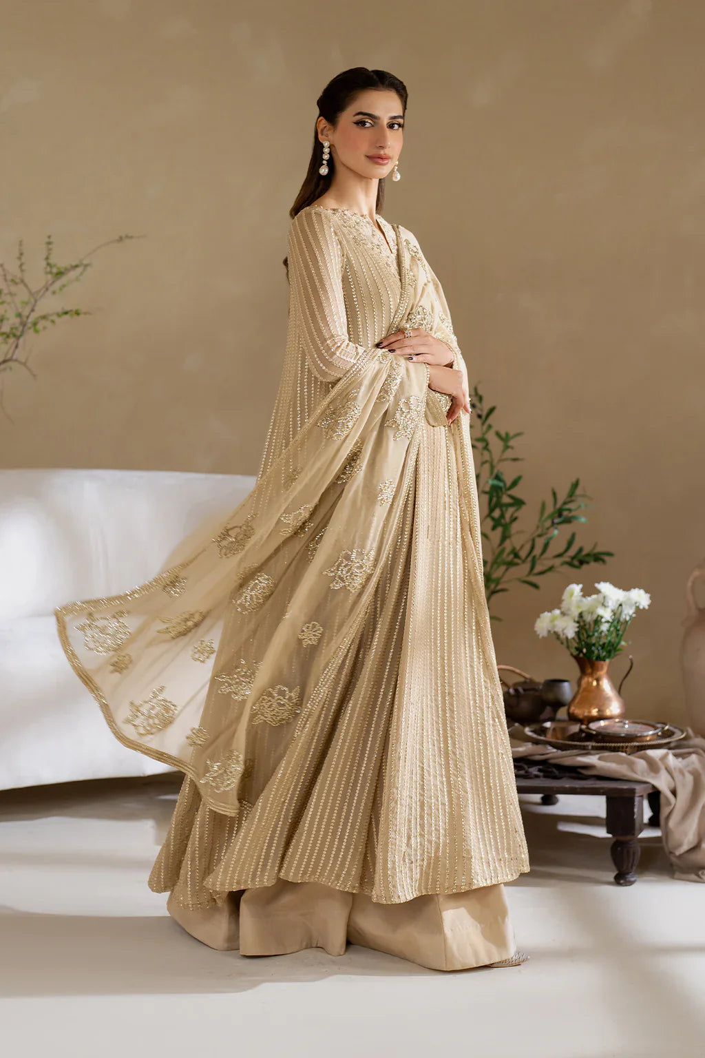 Iznik | Chinon Chiffon | CC-58 Embroidered Chiffon - House Of Hania