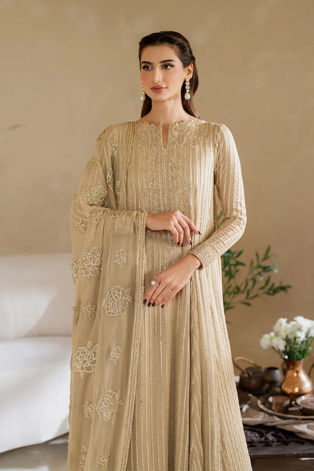 Iznik | Chinon Chiffon | CC-58 Embroidered Chiffon - House Of Hania