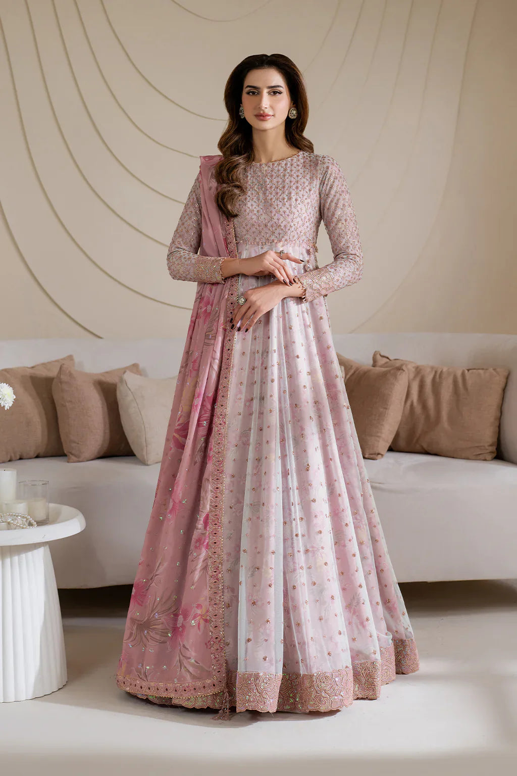 Iznik | Chinon Chiffon | CC-64 Embroidered Net - House Of Hania