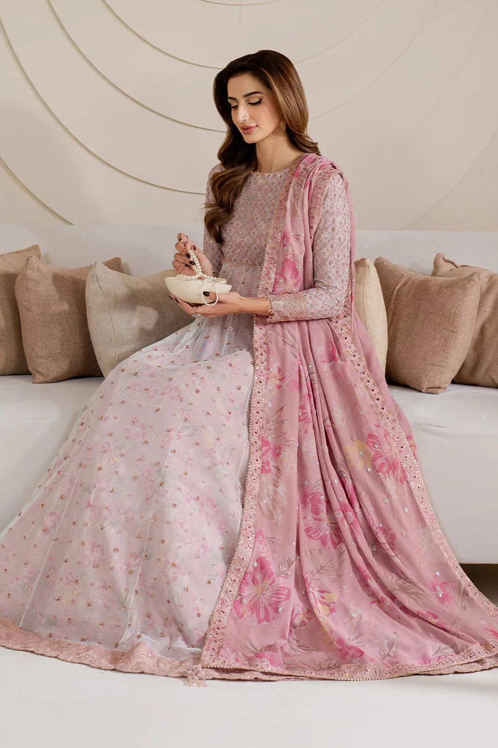 Iznik | Chinon Chiffon | CC-64 Embroidered Net - House Of Hania