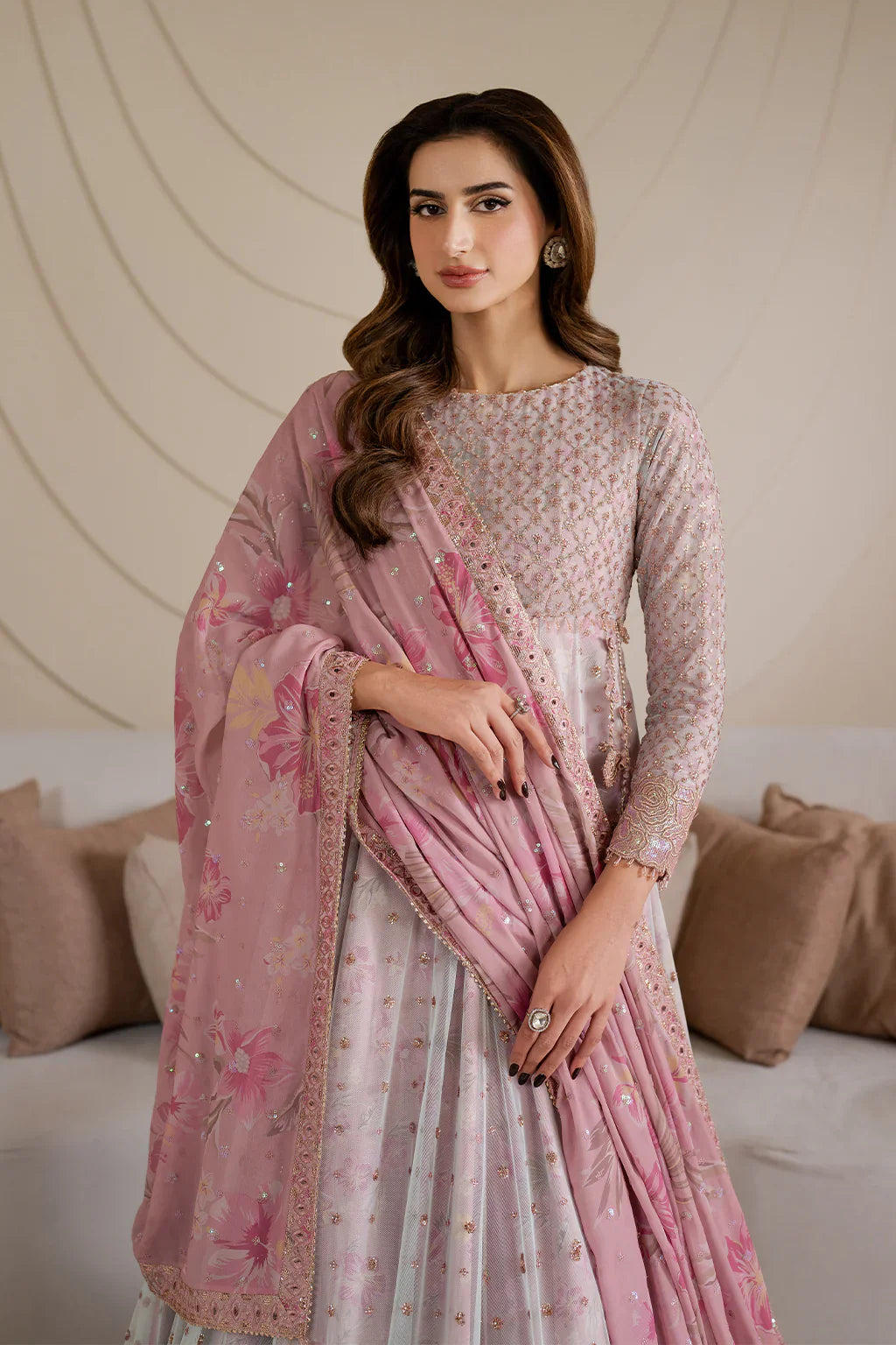Iznik | Chinon Chiffon | CC-64 Embroidered Net - House Of Hania
