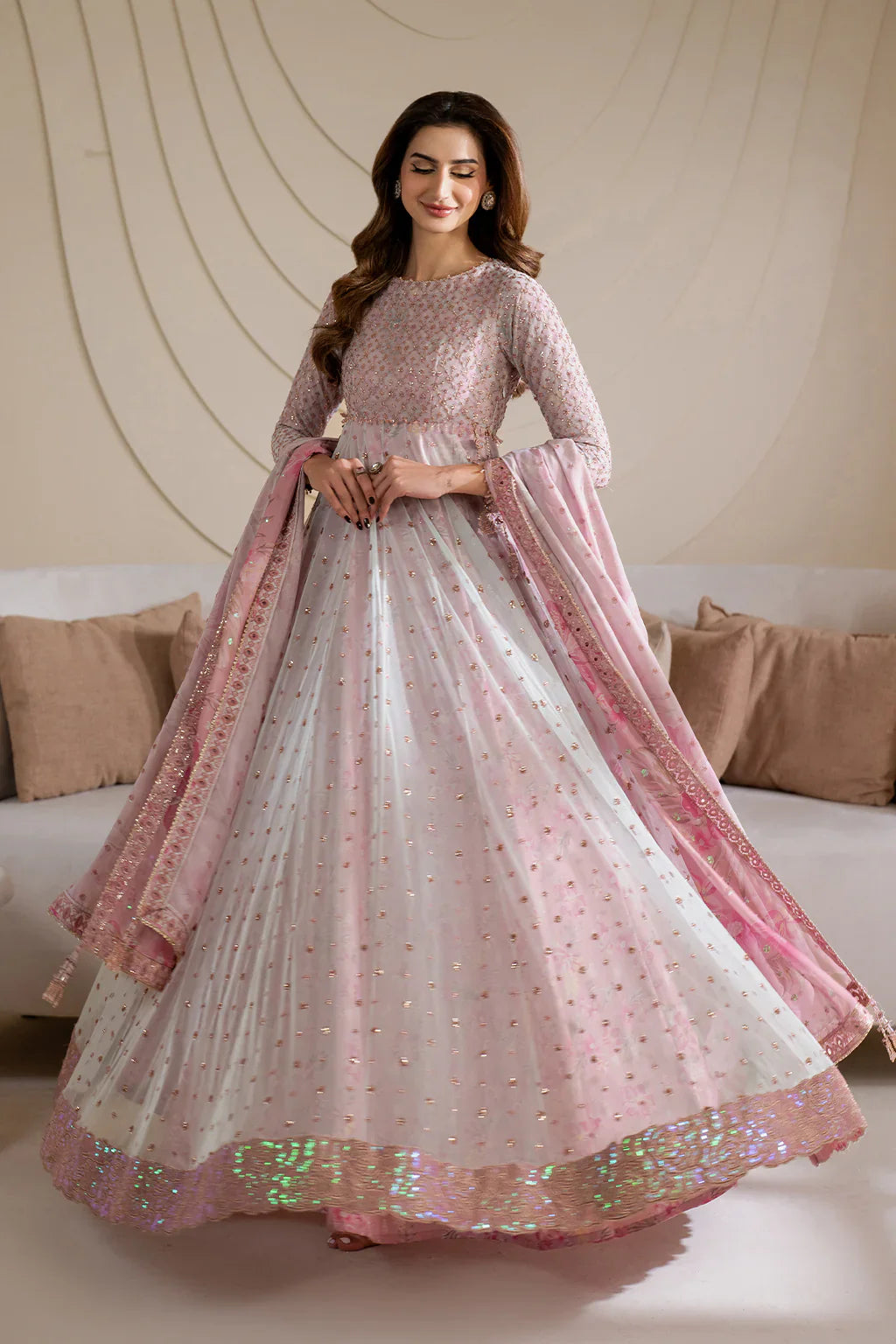 Iznik | Chinon Chiffon | CC-64 Embroidered Net - House Of Hania