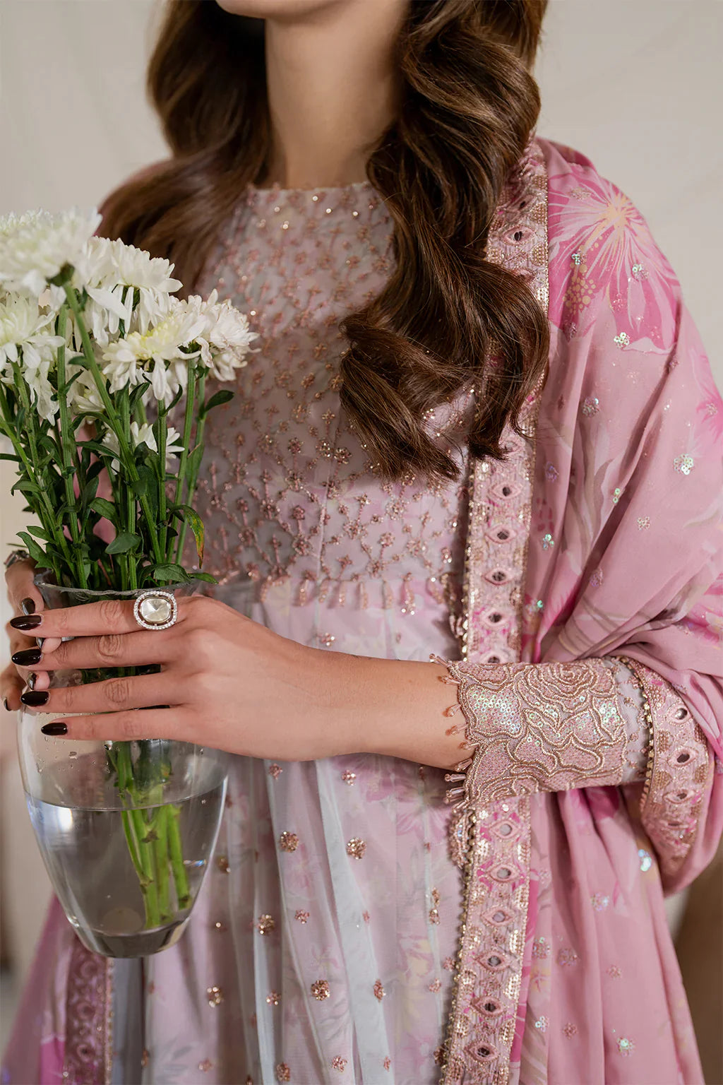 Iznik | Chinon Chiffon | CC-64 Embroidered Net - House Of Hania