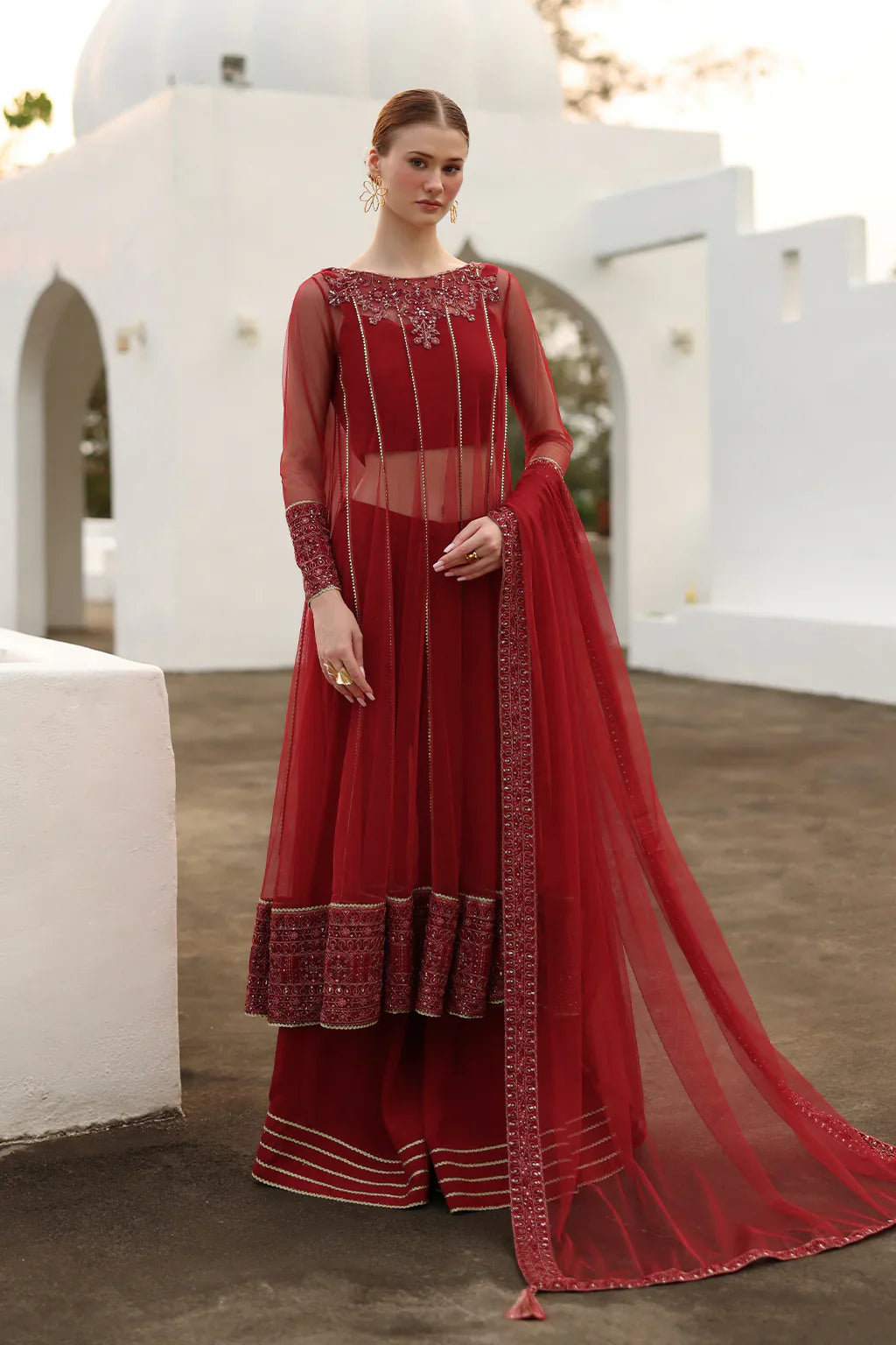 Iznik | Chinon Chiffon | CC-67 Embroidered Net - House Of Hania