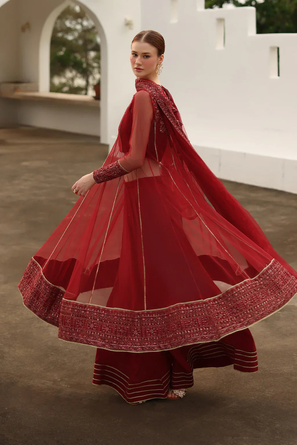 Iznik | Chinon Chiffon | CC-67 Embroidered Net - House Of Hania