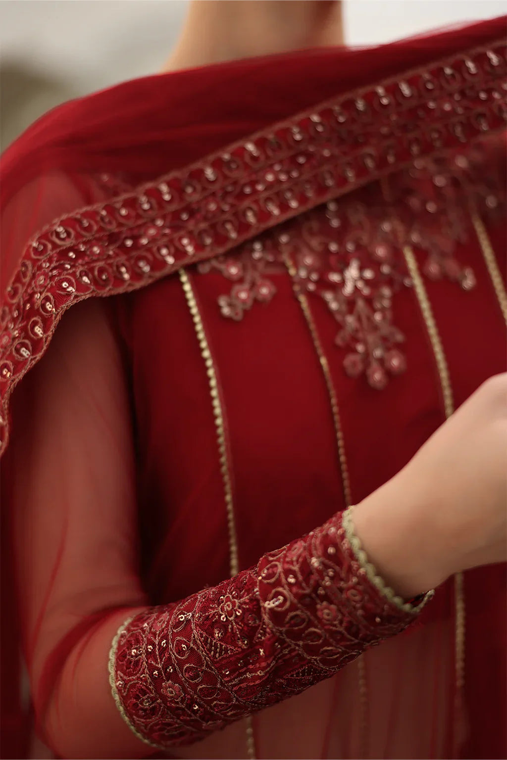 Iznik | Chinon Chiffon | CC-67 Embroidered Net - House Of Hania