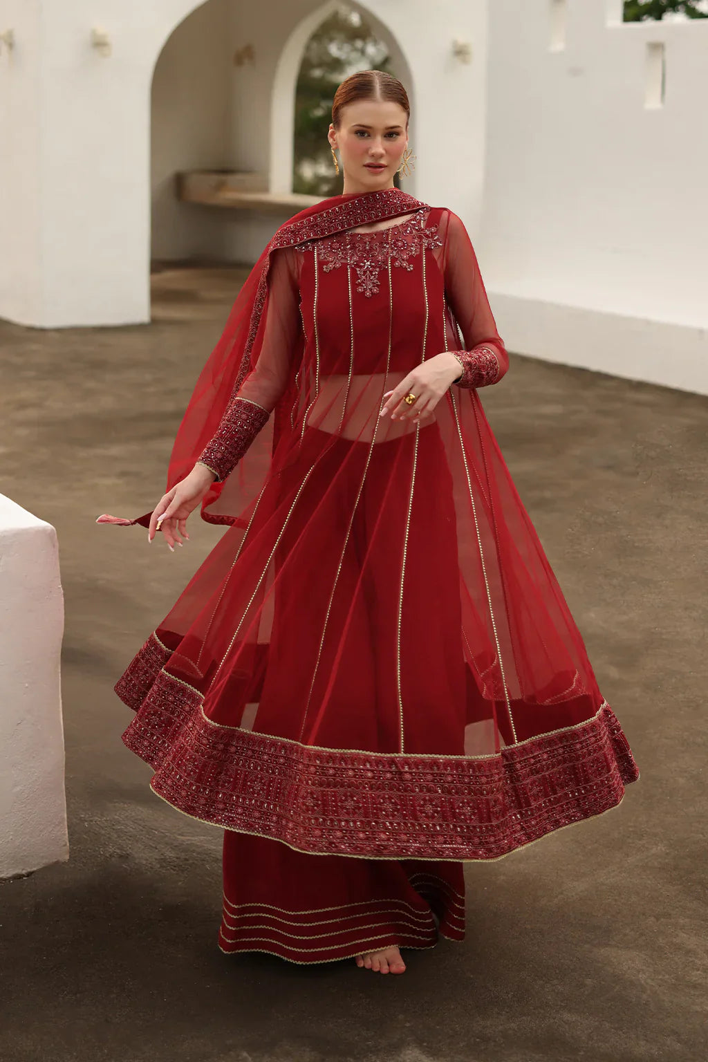 Iznik | Chinon Chiffon | CC-67 Embroidered Net - House Of Hania