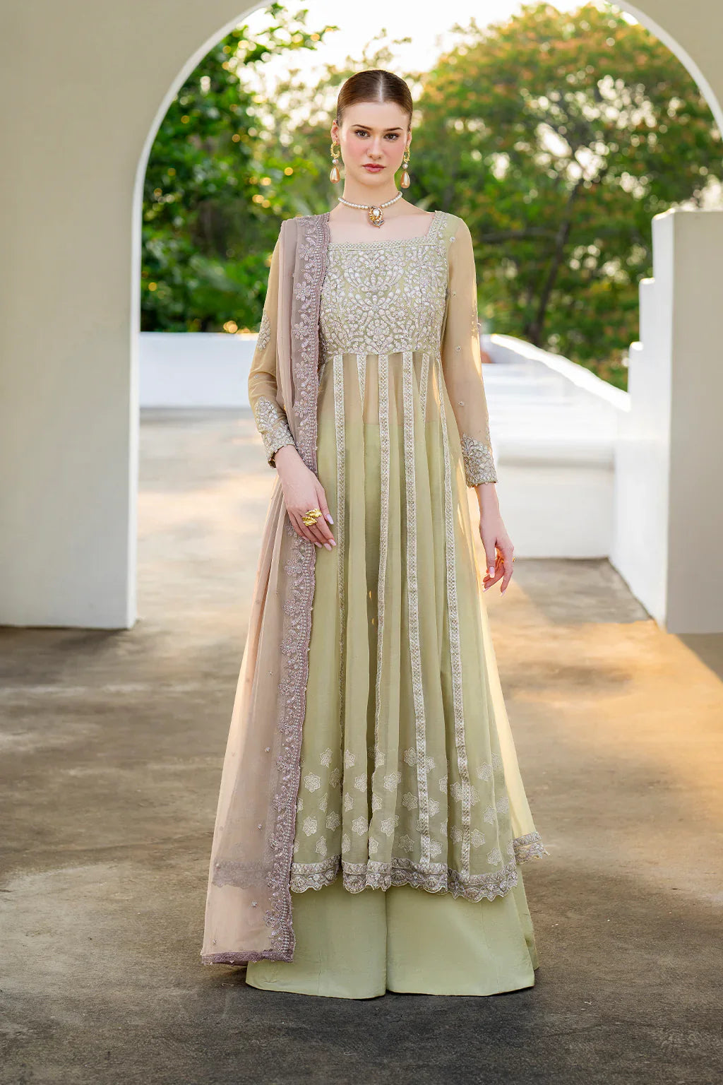 Iznik | Chinon Chiffon | CC-68 Embroidered Chiffon - House Of Hania
