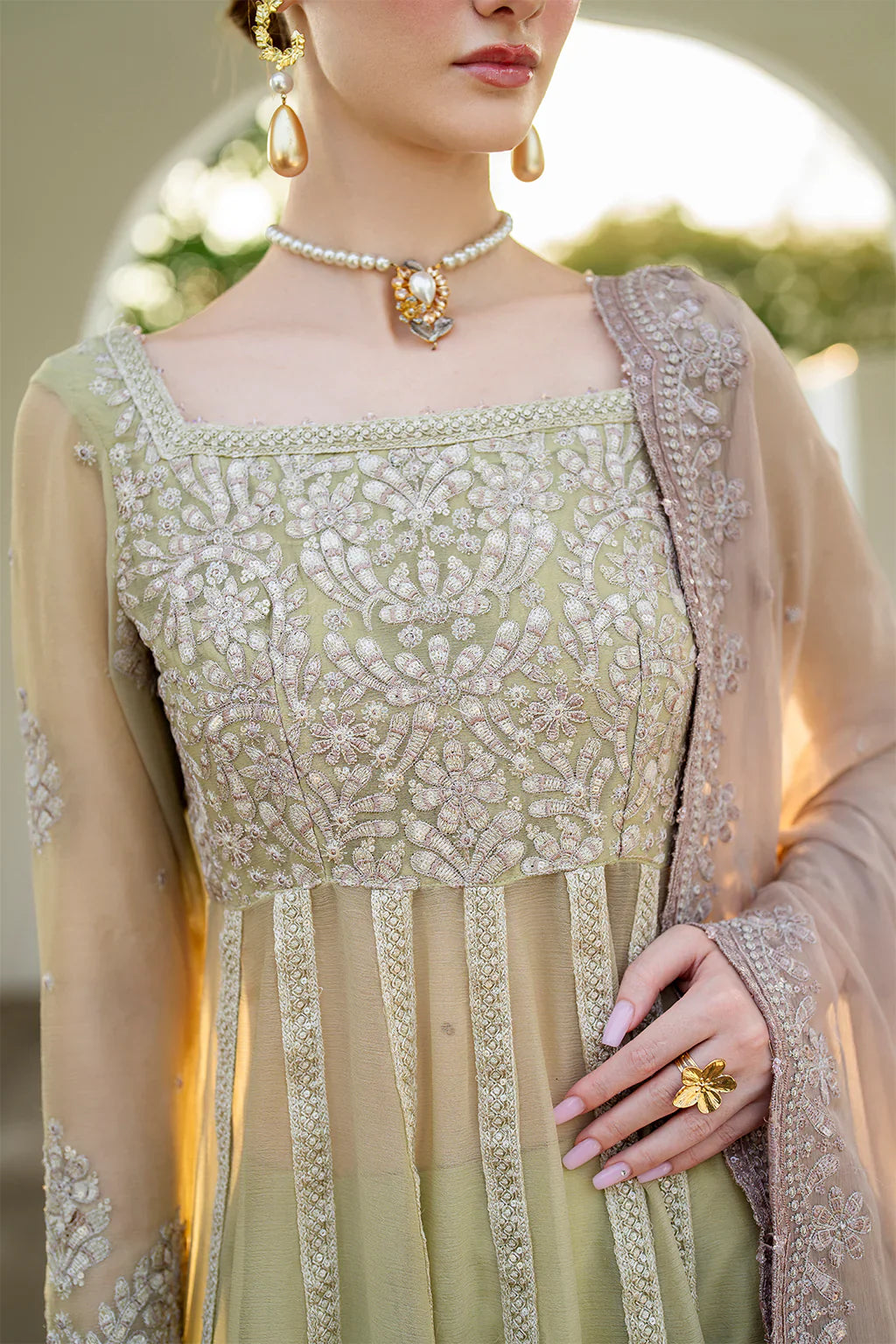 Iznik | Chinon Chiffon | CC-68 Embroidered Chiffon - House Of Hania
