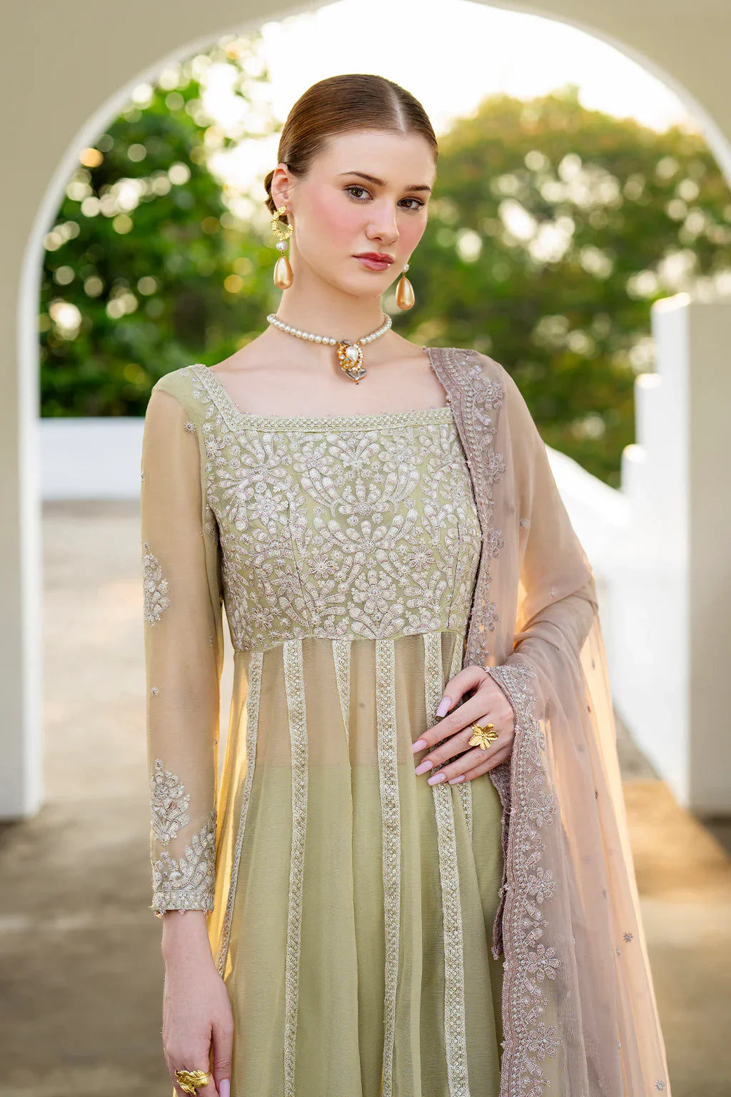 Iznik | Chinon Chiffon | CC-68 Embroidered Chiffon - House Of Hania