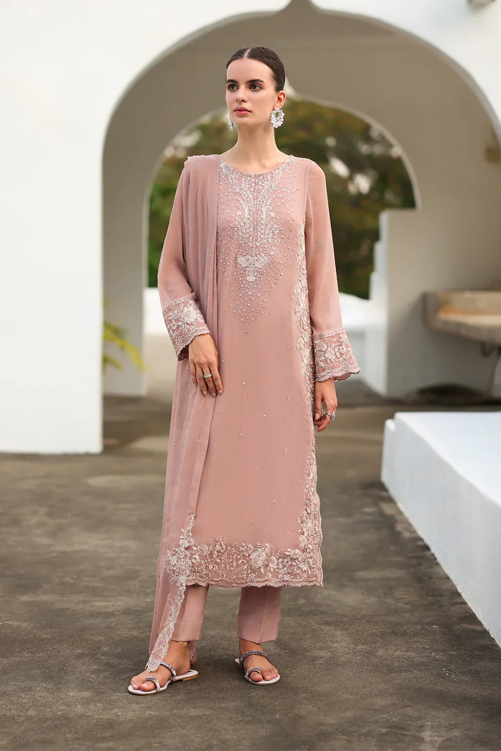 Iznik | Chinon Chiffon | CC-69 Embroidered Chiffon - House Of Hania