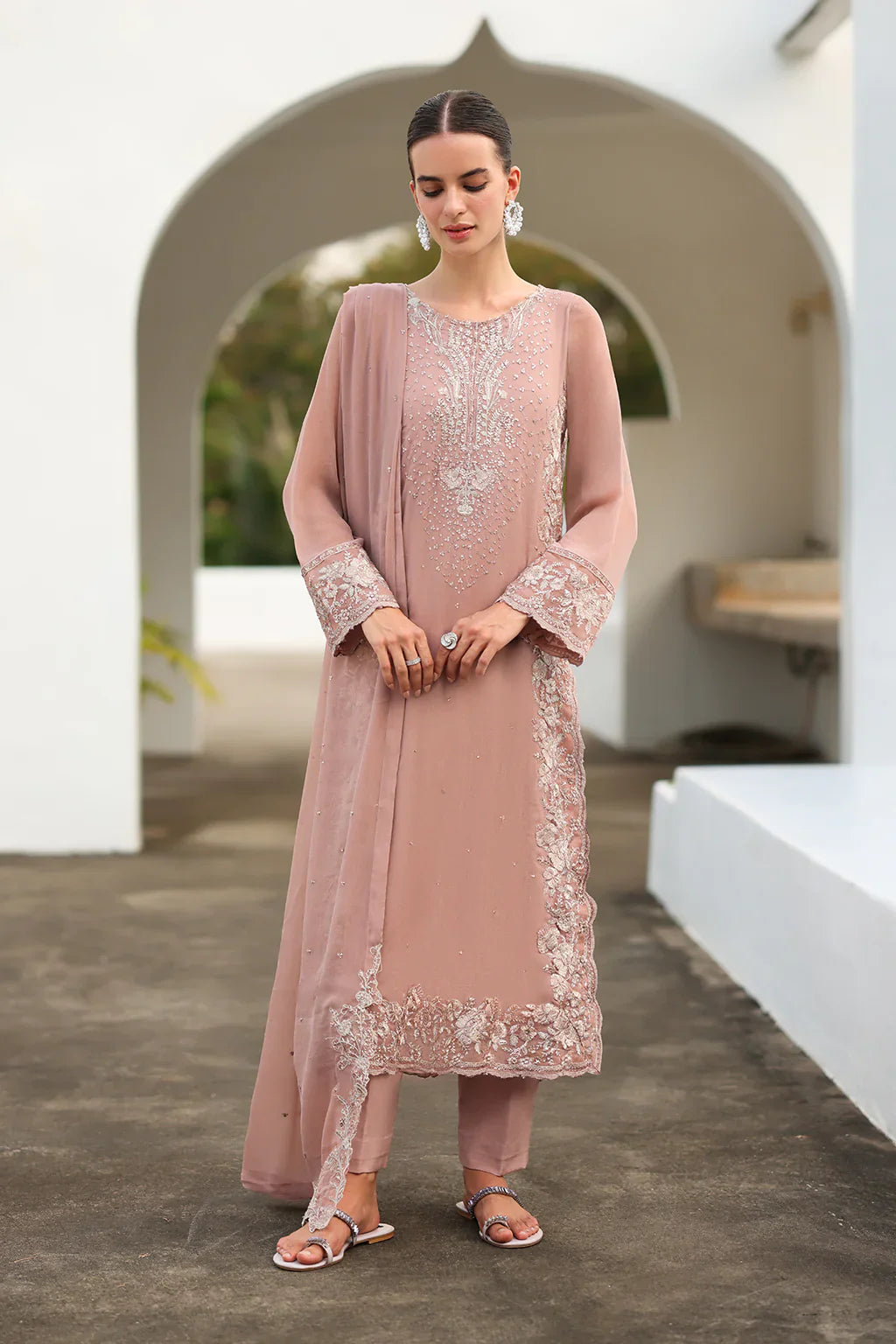 Iznik | Chinon Chiffon | CC-69 Embroidered Chiffon - House Of Hania