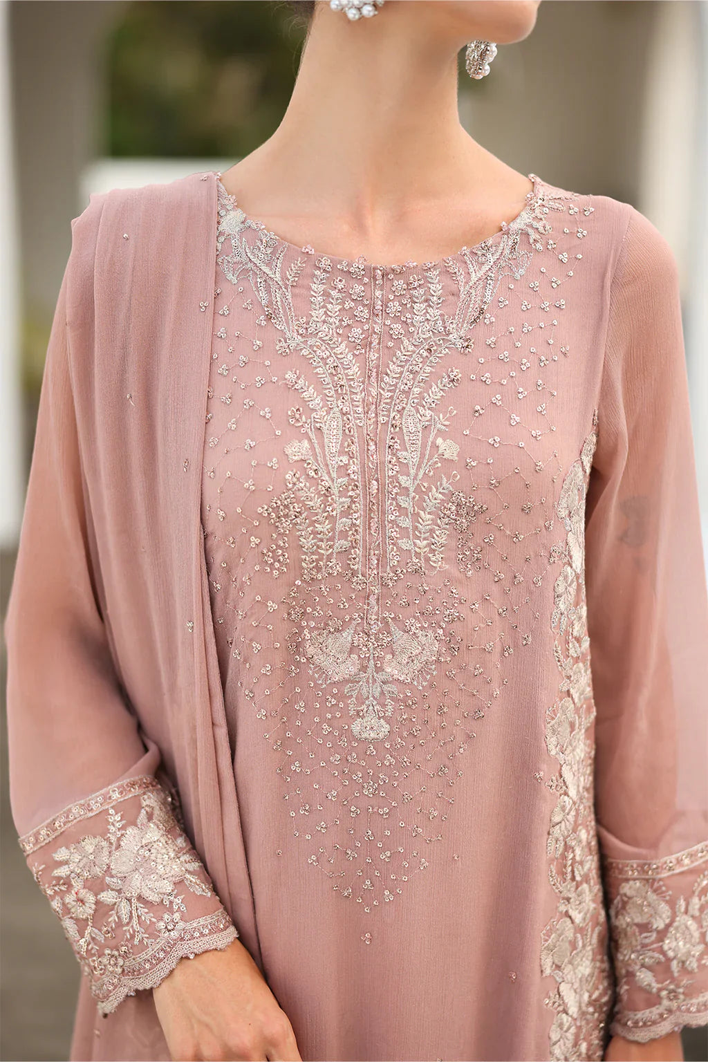 Iznik | Chinon Chiffon | CC-69 Embroidered Chiffon - House Of Hania