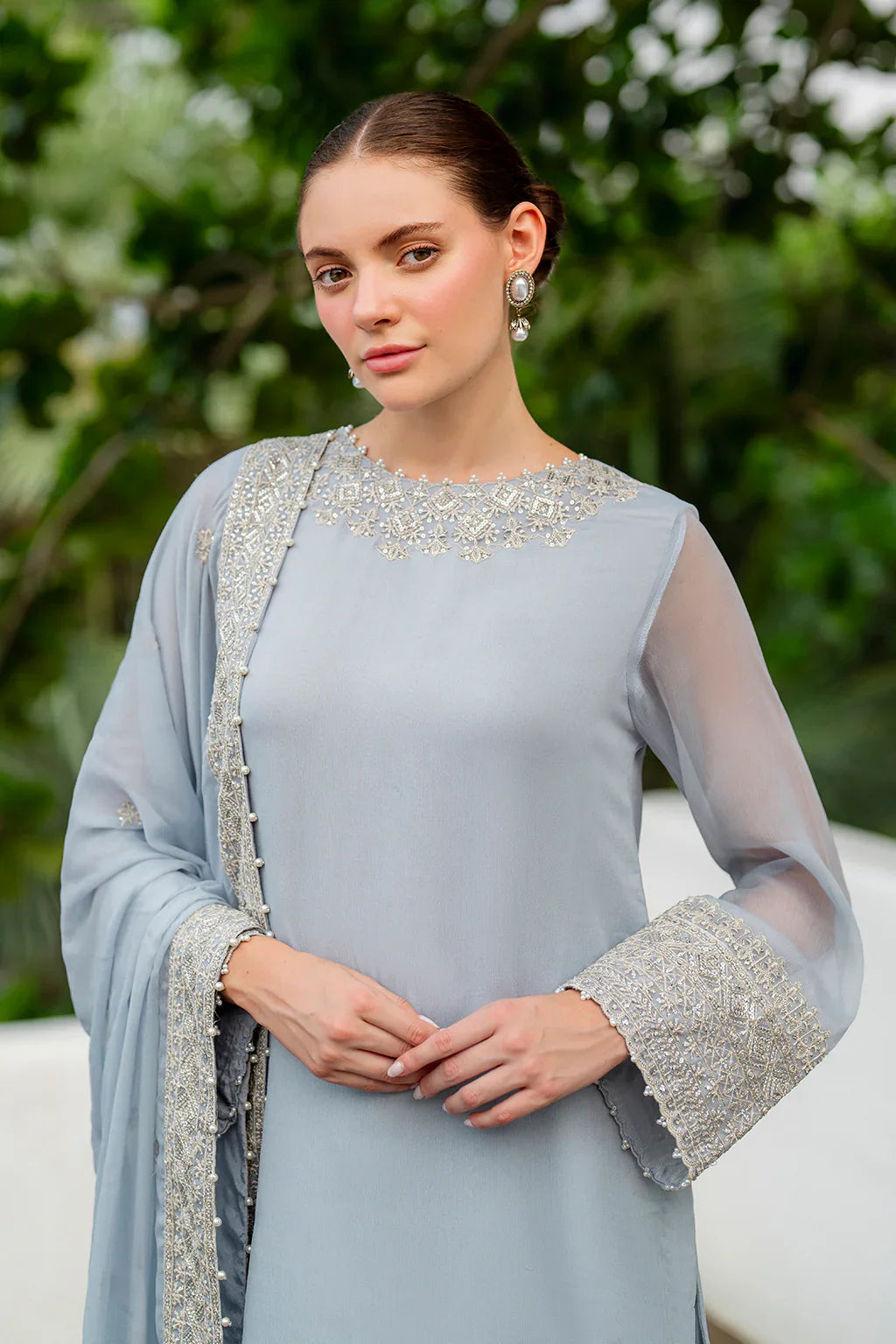 Iznik | Chinon Chiffon | CC-70 Embroidered Chiffon - House Of Hania