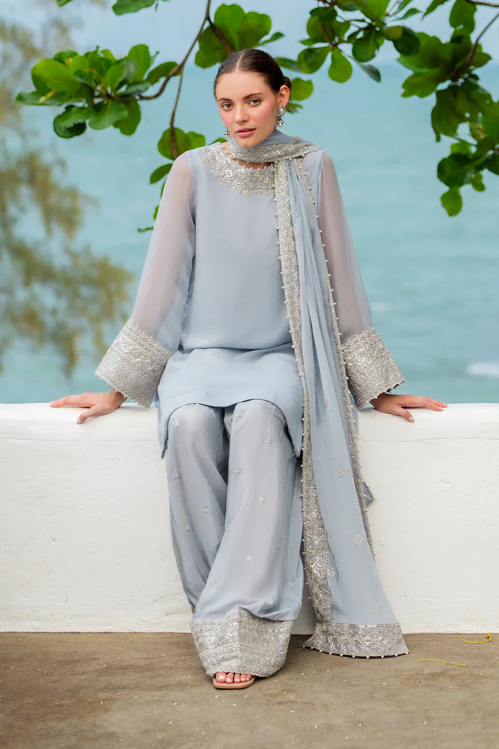 Iznik | Chinon Chiffon | CC-70 Embroidered Chiffon - House Of Hania