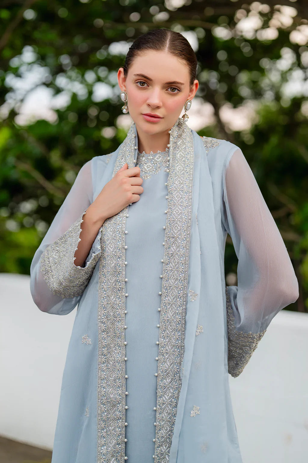 Iznik | Chinon Chiffon | CC-70 Embroidered Chiffon - House Of Hania