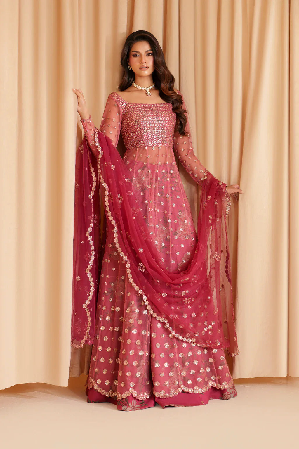 Iznik | Chinon Chiffon | CC-72 Embroidered Net - House Of Hania