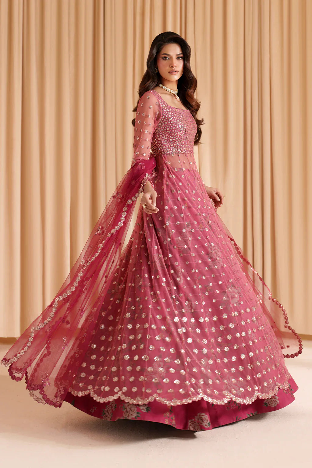 Iznik | Chinon Chiffon | CC-72 Embroidered Net - House Of Hania