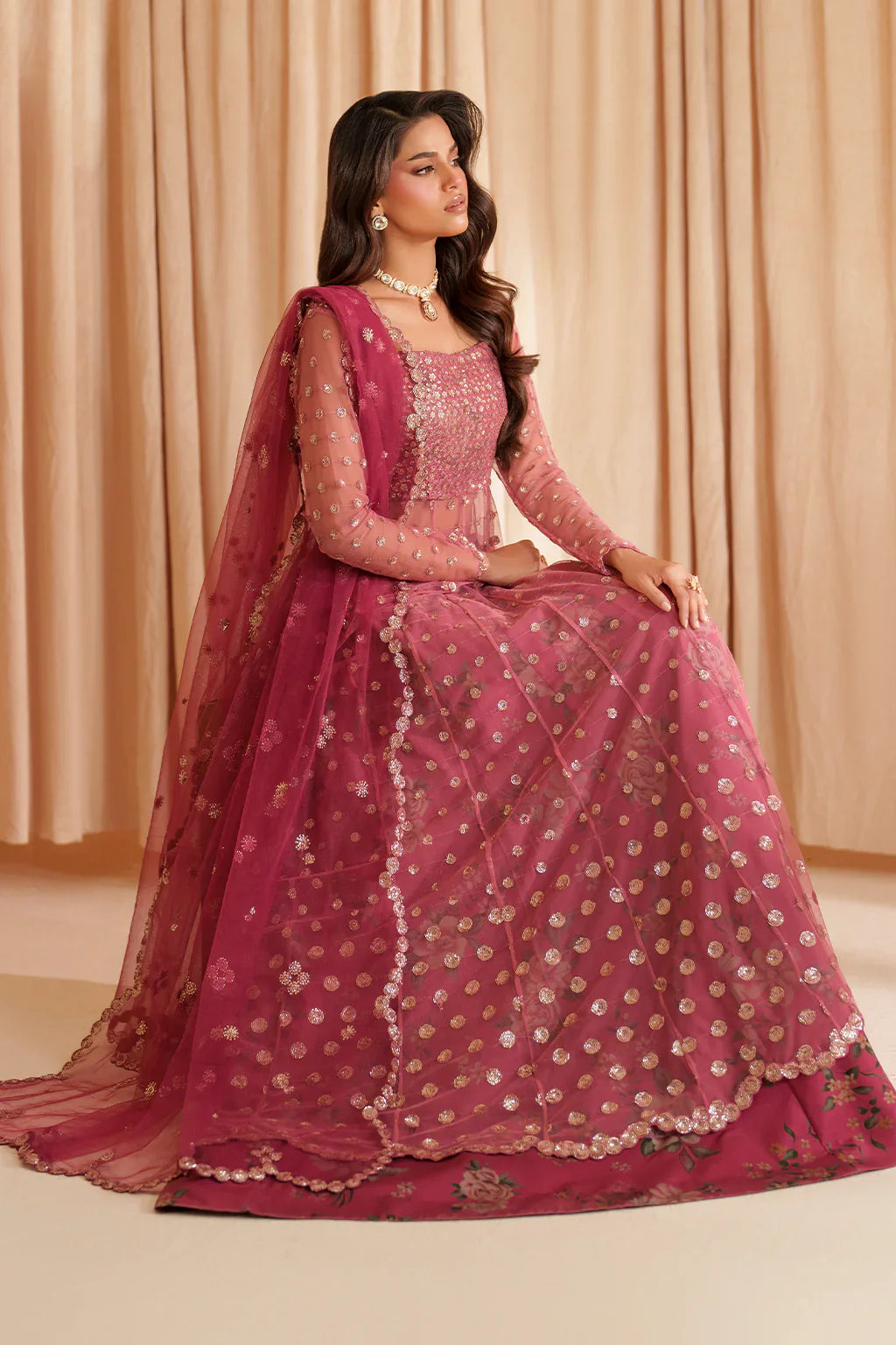 Iznik | Chinon Chiffon | CC-72 Embroidered Net - House Of Hania
