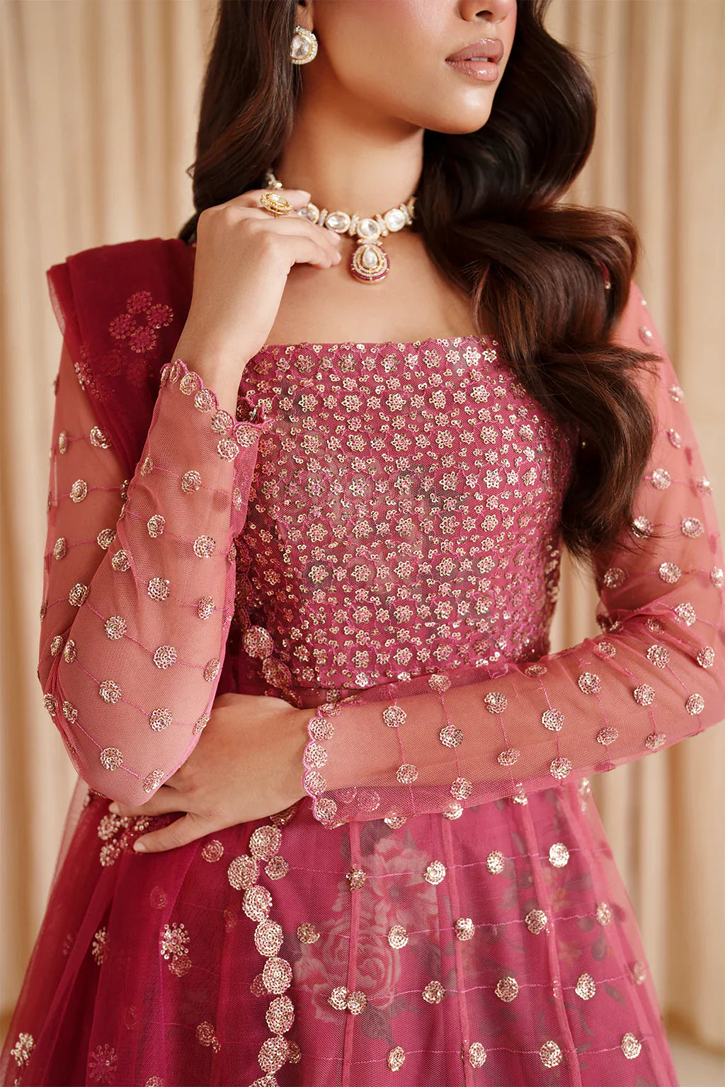 Iznik | Chinon Chiffon | CC-72 Embroidered Net - House Of Hania