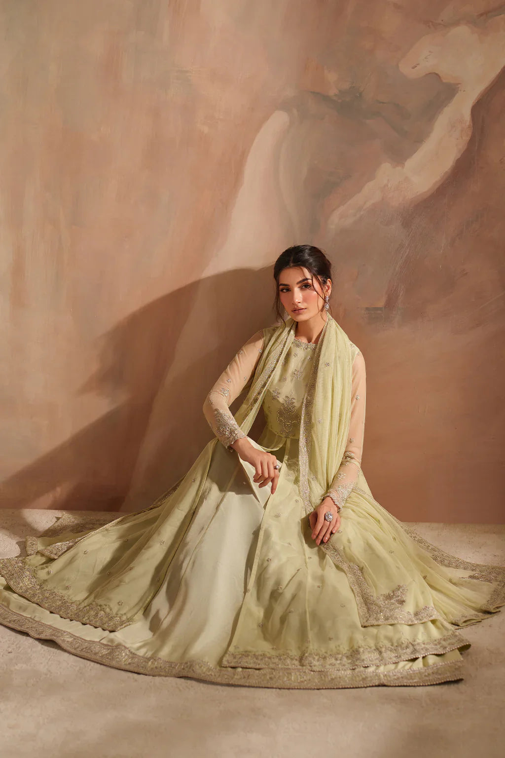Iznik | Chinon Chiffon | CC-73 Embroidered Net - House Of Hania