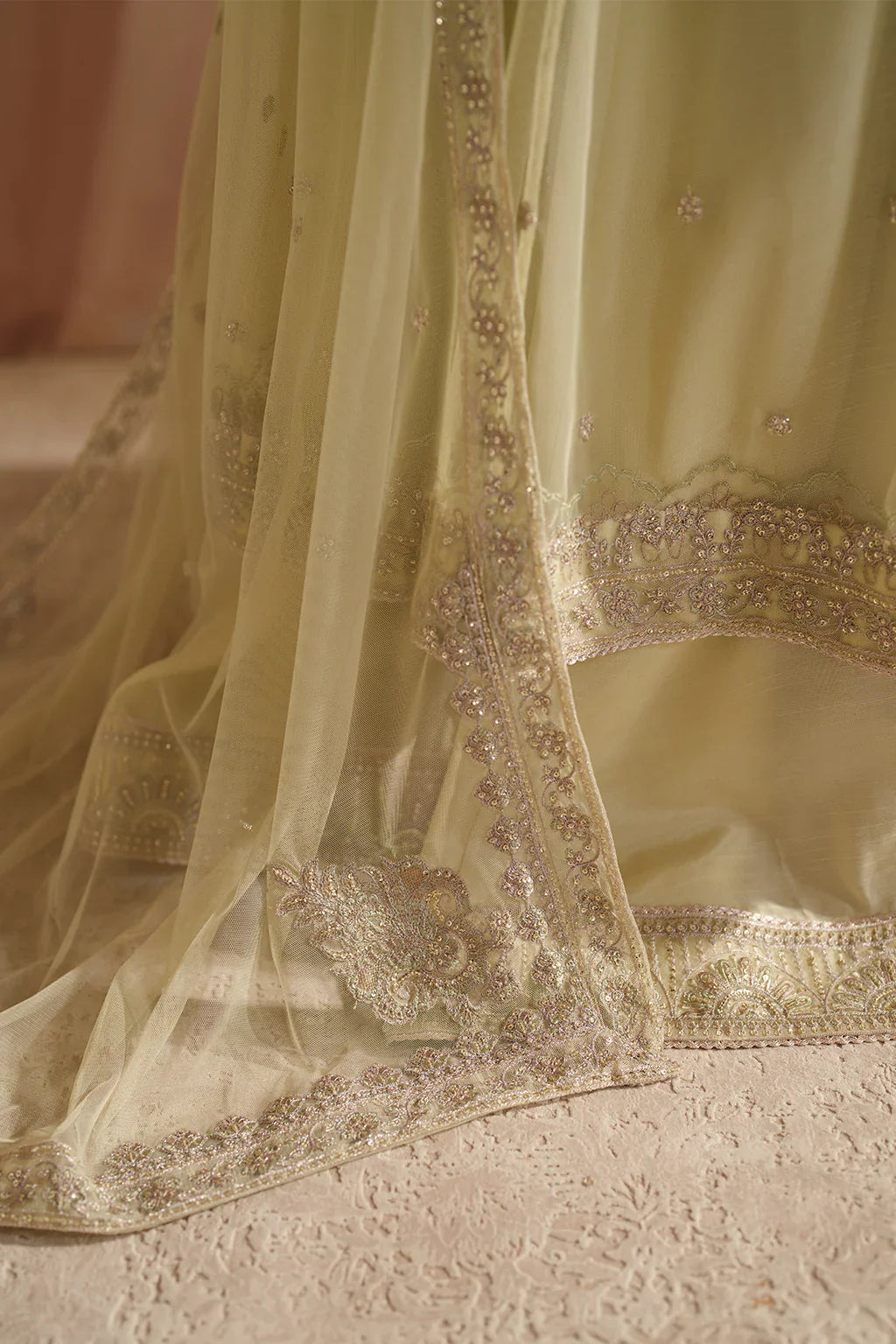 Iznik | Chinon Chiffon | CC-73 Embroidered Net - House Of Hania