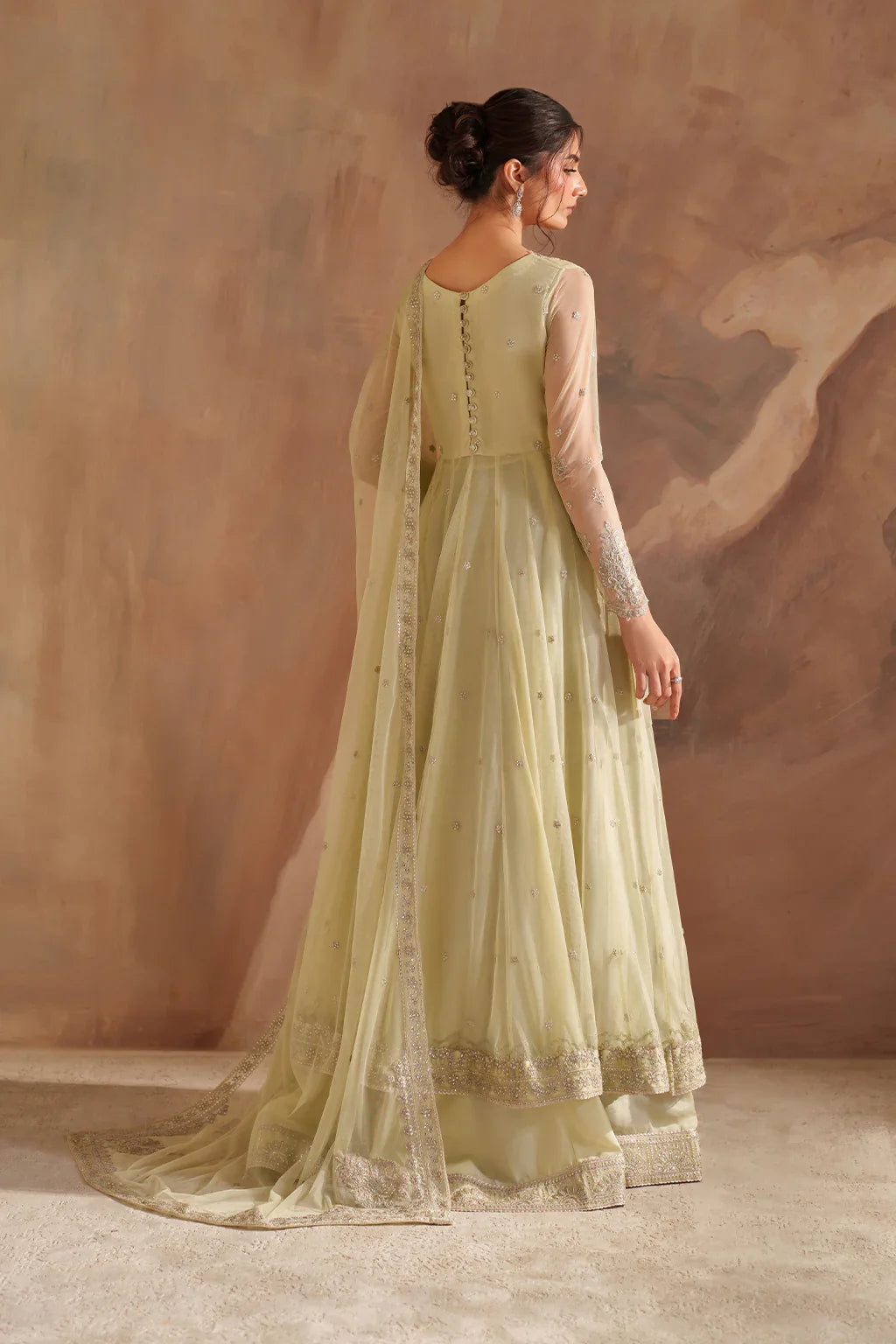 Iznik | Chinon Chiffon | CC-73 Embroidered Net - House Of Hania