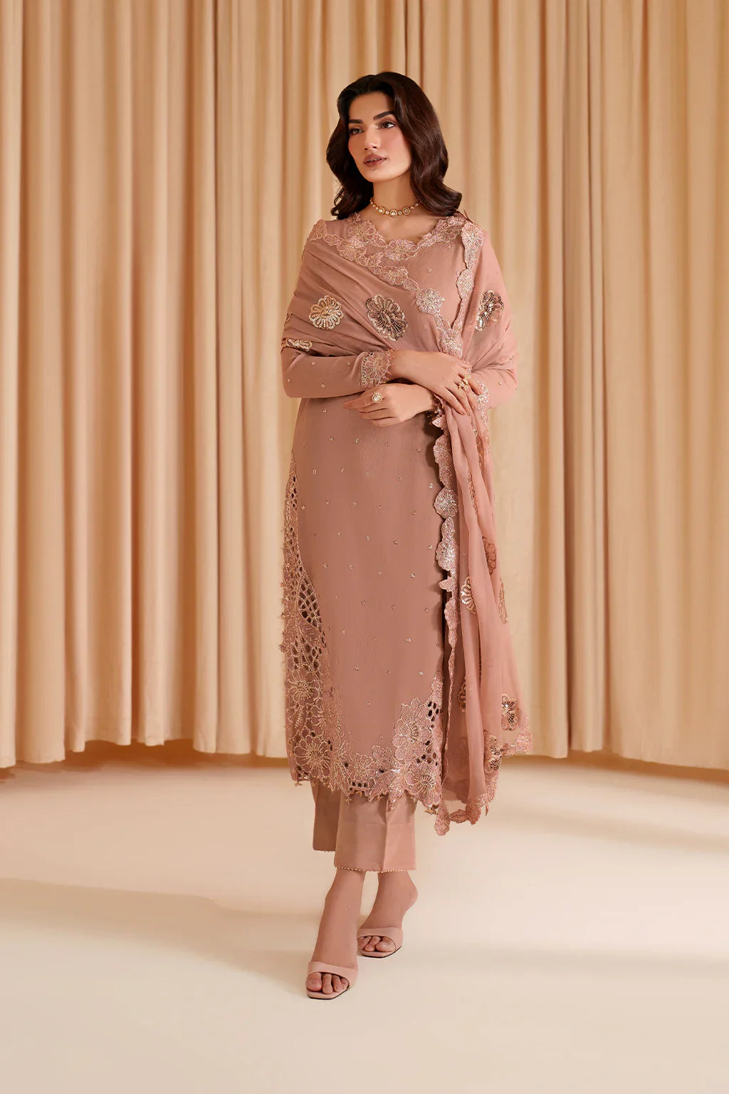 Iznik | Chinon Chiffon | CC-74 Embroidered Chiffon - House Of Hania